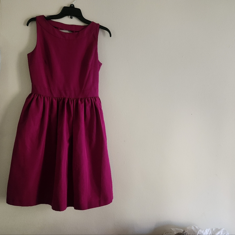 Ted Baker London fit and flare dress Open Back Bow Fuschia Sz 6 Nwt TB sz 2